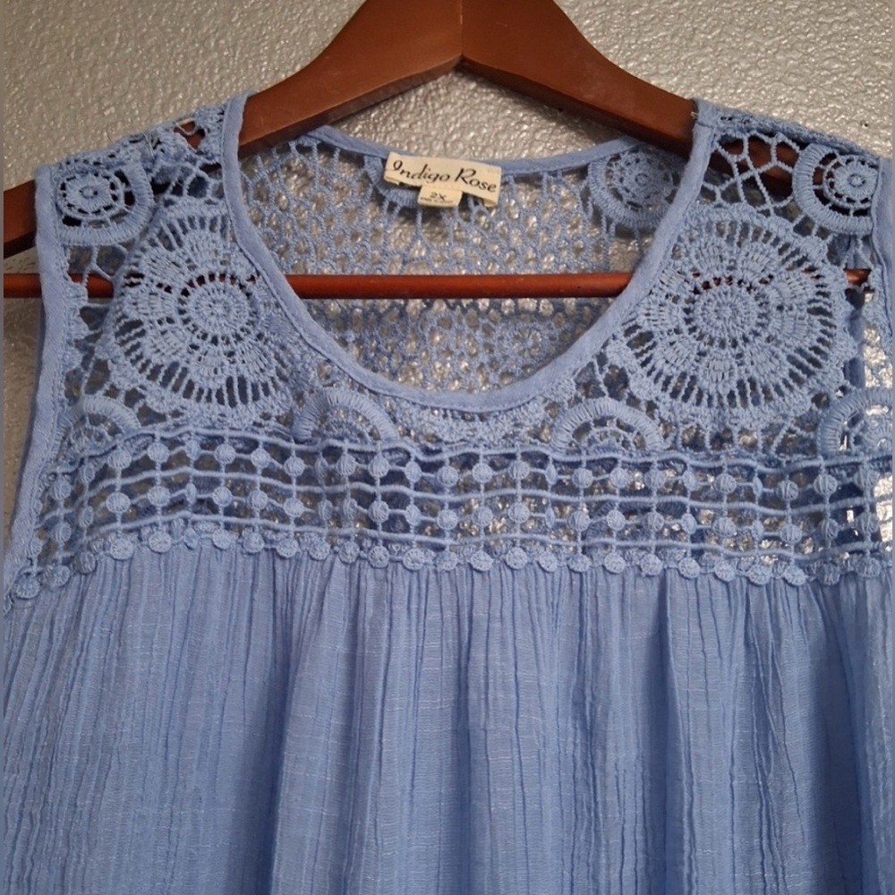 Indigo Rose Light Blue Sleeveless top (Size 2X) - Picture 2 of 6
